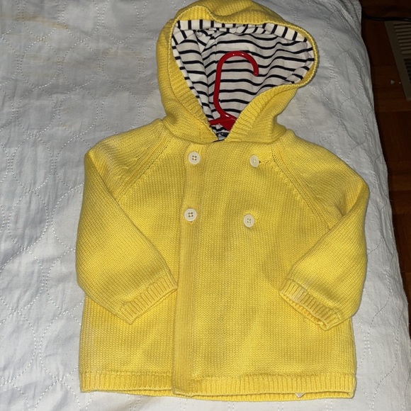 Baby gap bright yellow sweater with navy and white stripe lining 3-6 months - Picture 1 of 6